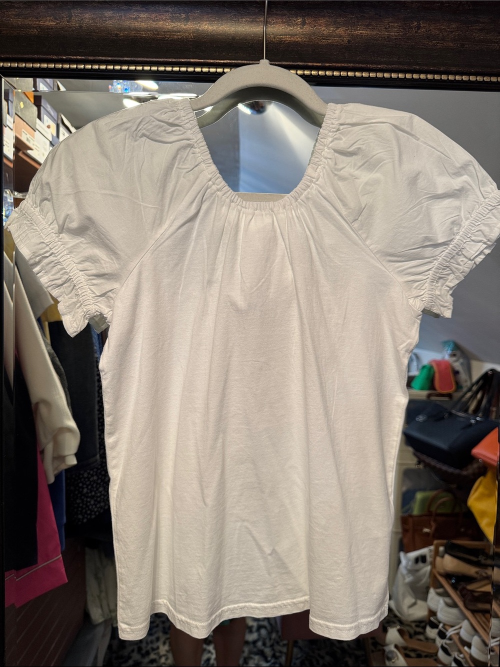 J. Crew White Puff-Sleeve Peasant Top
